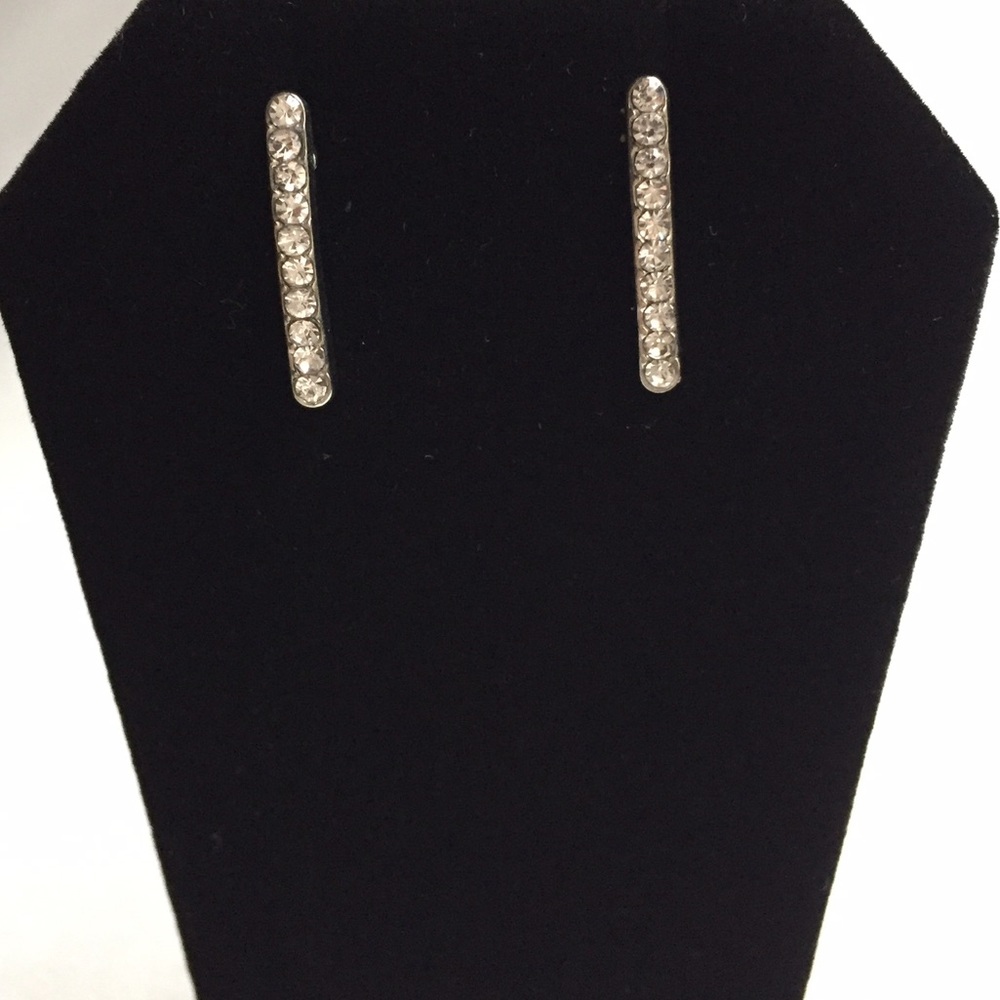 Delicate Bar Earrings with CZ stones NWT