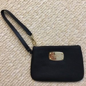 Michael Kors Black Leather Wristlet