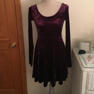 Betsey Johnson purple, velour, long sleeve dress