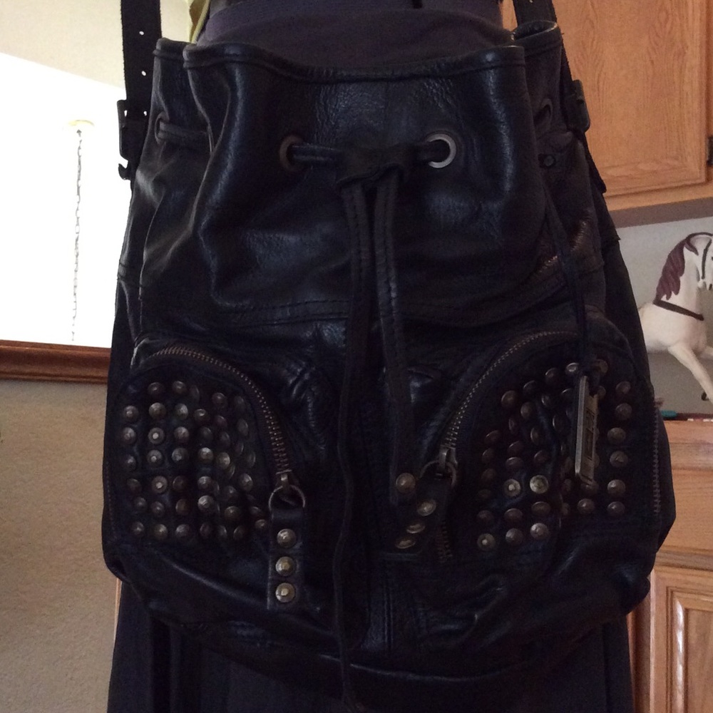 Sold out- Black Studded Moto Frye Leather bag