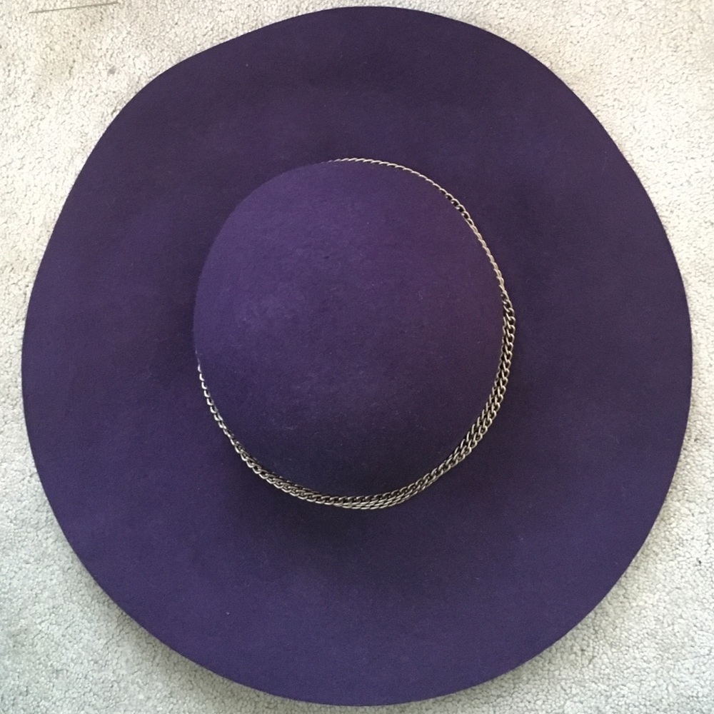Classic Chic Dark Purple Wool Wide Brim Hat