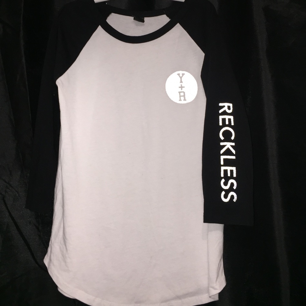young & reckless (y&r) reflective baseball tee