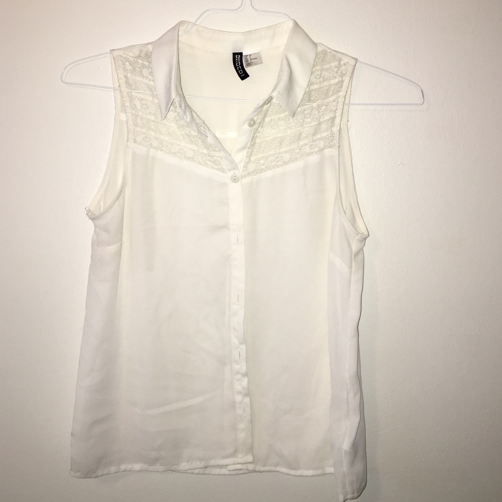 Lacy sheer button up