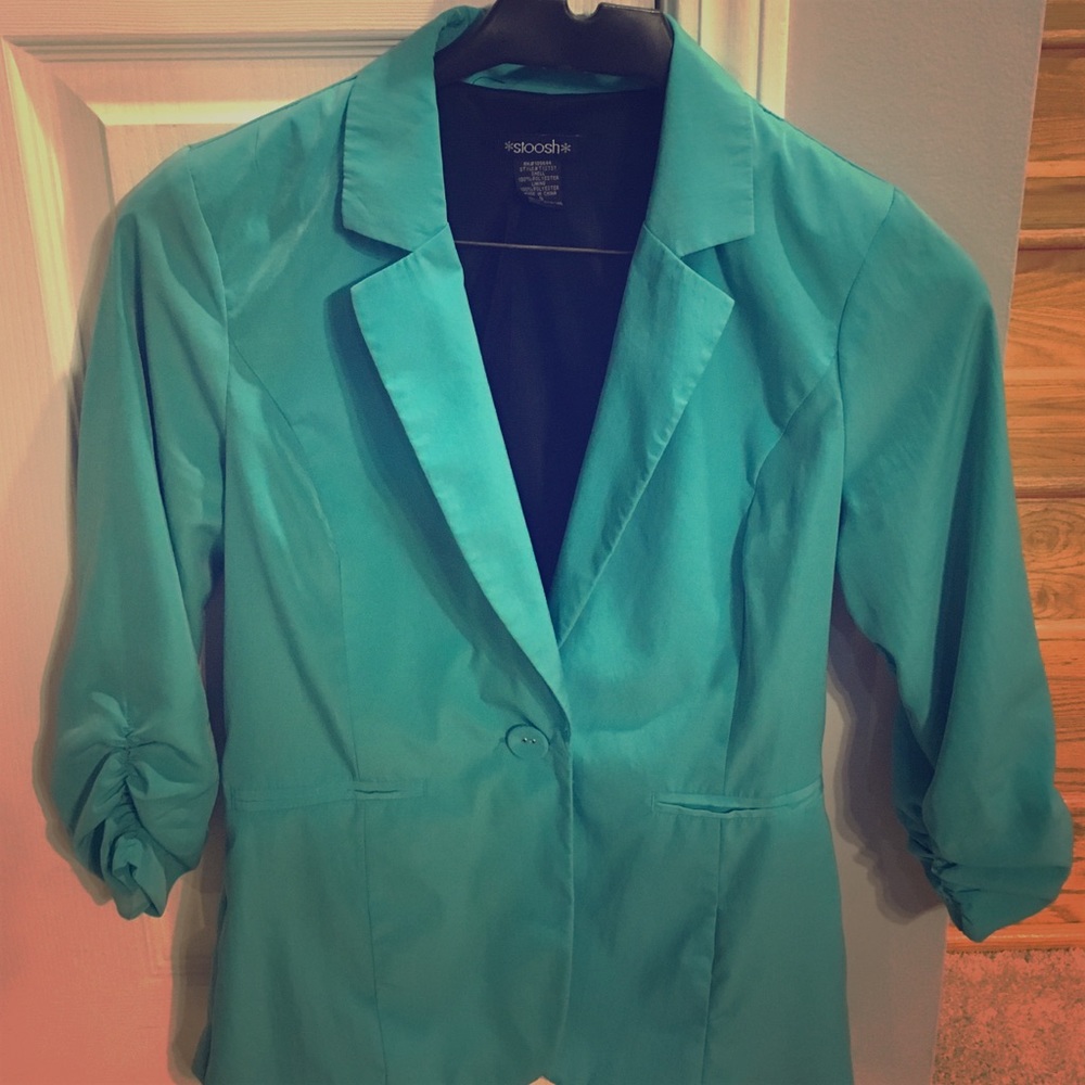 Turquoise "Sloosh" Fitted Blazer