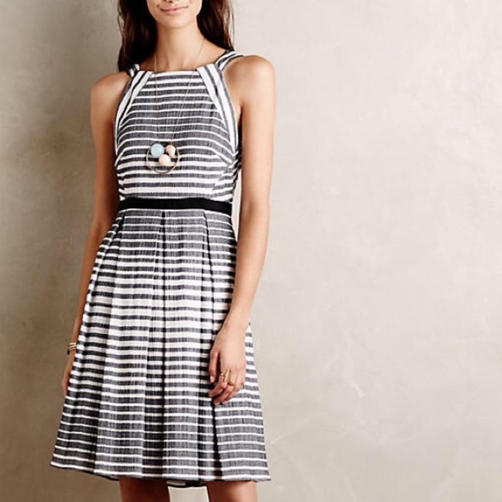 Anthropologist Dress, B/W Stripe Cut Out Back
