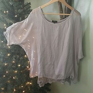 Sheer silk top grey