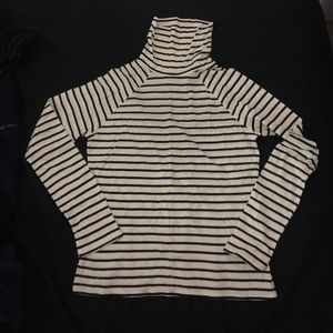 White and Black Striped Turtleneck