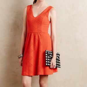 Anthropologie Dress, Orange Textured Cutout Back