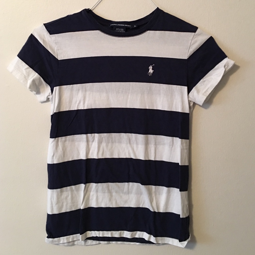 Ralph Lauren navy blue and white striped t-shirt