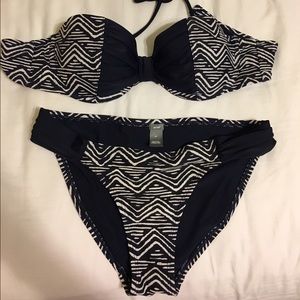 Aerie Navy/White tribal print bikini