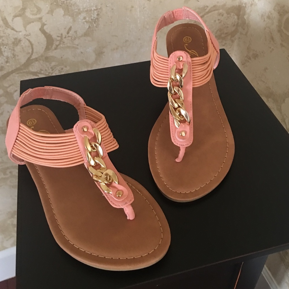 Woman's coral sandal with upper chain decor🏝 - Picture 3 of 4