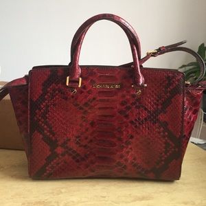 Michael Kors Red Snakeskin classic silhouette bag