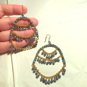 Gold and Turquoise Bead Earrings