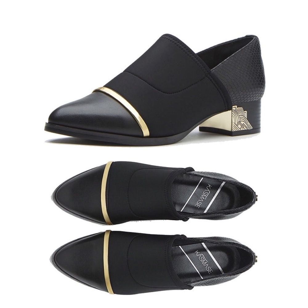 Kasmase - BRAND NEW black chunky heel loafers