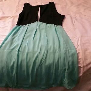 Black and teal dress