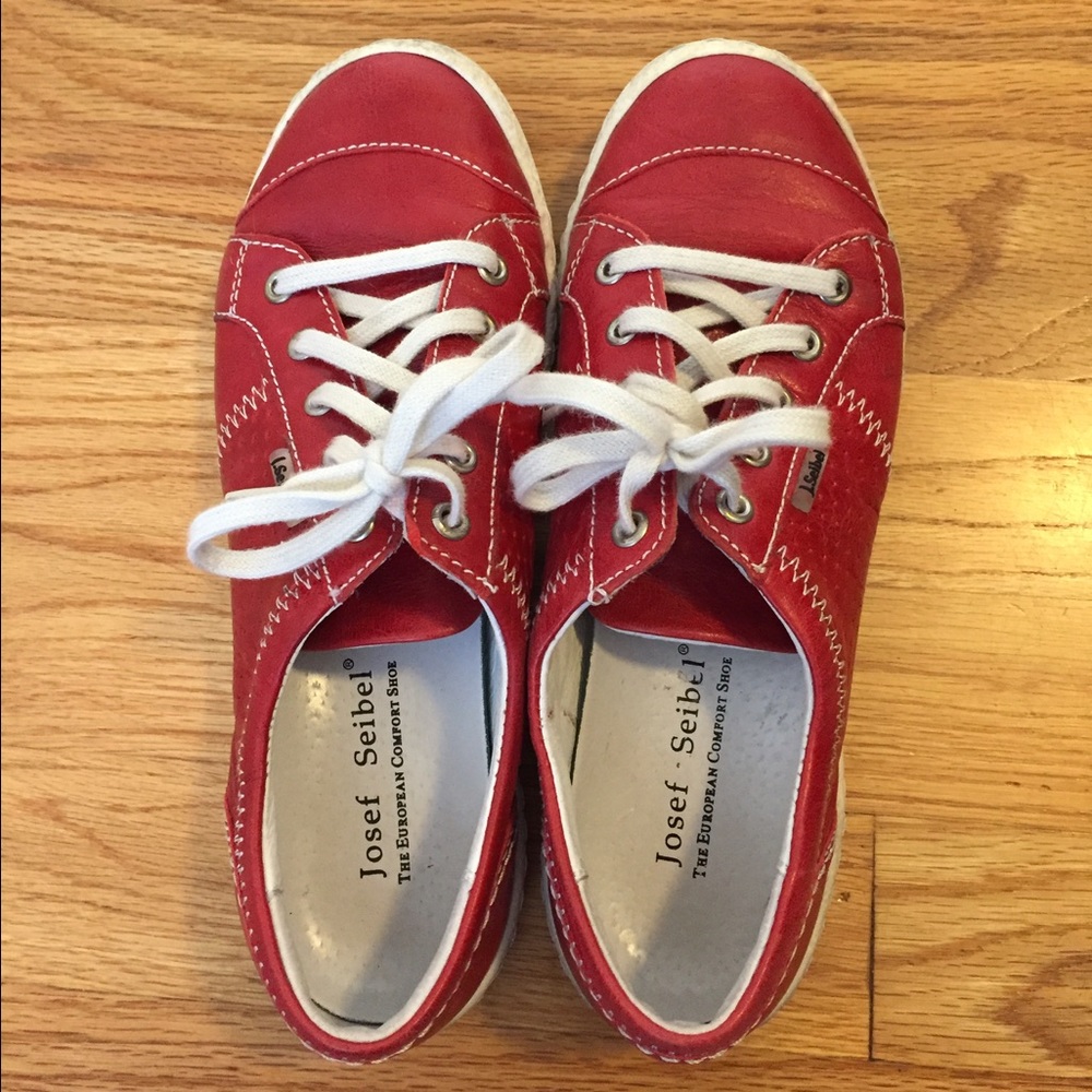 Red leather shoes by Josef Seibel