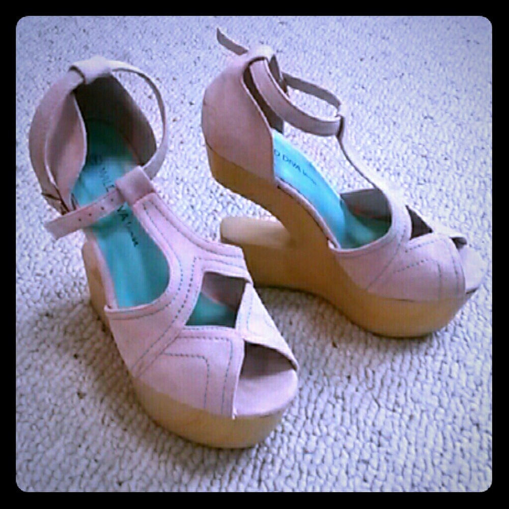 Pink suede chunky platforms