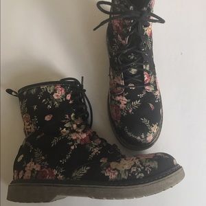 Floral combat boots