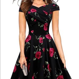 Woman vintage 1950's floral print Dress