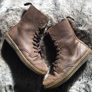 brown dr marten combat boots