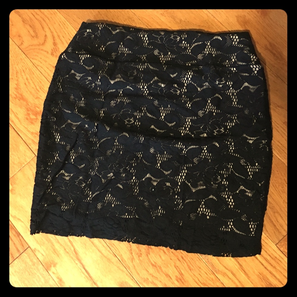 Black lace with cream lining mini skirt