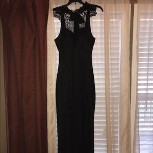 Black and lace prom dress