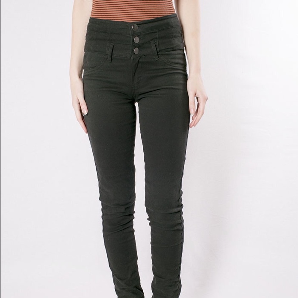 High as a Kite - High Waisted Button Skinnies
