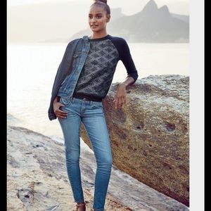 J.crew merino sweater in chambray eyelet
