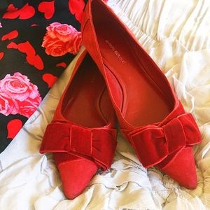 pretty red velvet Banana Republic flats
