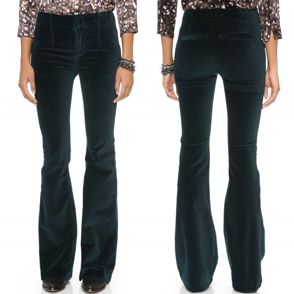 Free People Pants - NWT Free People Oxanna velvet flare green pants 28