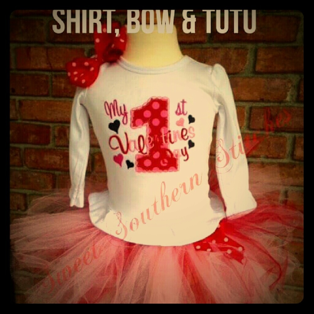 Valentines sets. Tutu skirt, bow, and shirt.