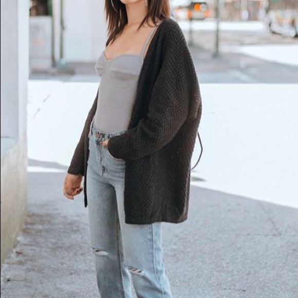 ✨HOST PICK✨FOGGY MORNING CARDIGAN - CHARCOAL BLACK - Picture 3 of 4