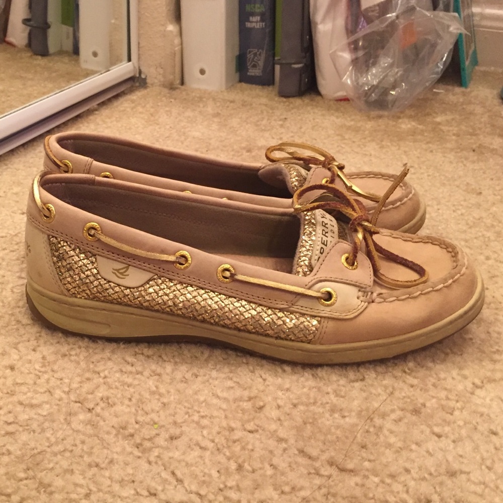 Sperry Topsider, gold sparkles