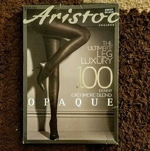 Aristoc Cashmere Blend Opaque Black Tights Small