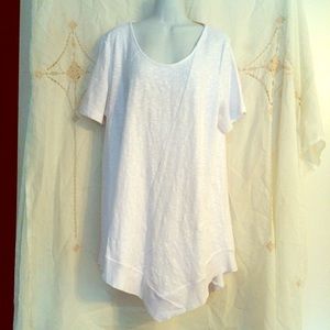 100% Cotton White Asymmetrical Textured Tunic