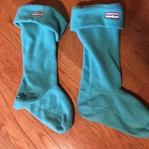 Teal hunter boot fleece-lining socks