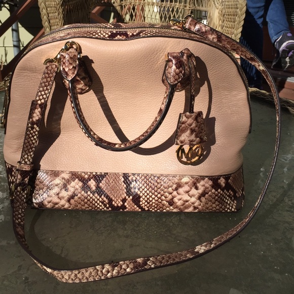 Michael Kors taupe/snakeskin purse - Picture 1 of 3