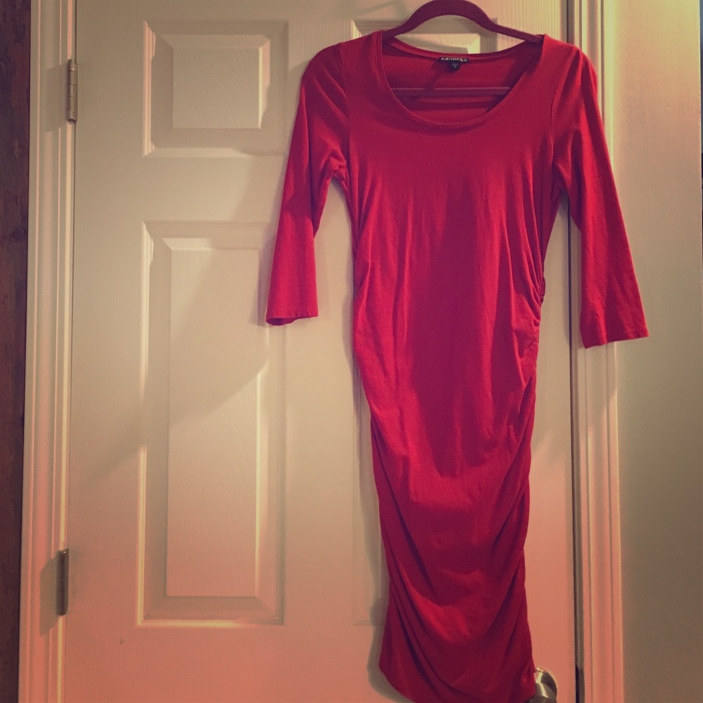 Long-Sleeve Red Longsleeve Fitted Dress