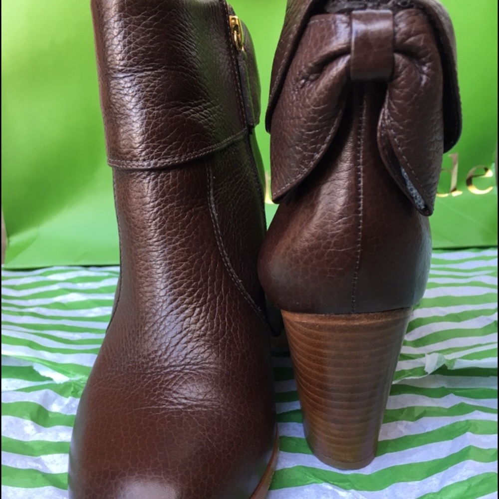 Kate Spade 7.5 Lanise Brown Bow Booties