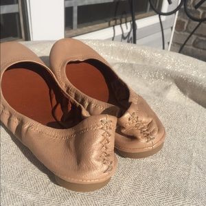 BCBG "Emily" Leather Cream Flats, 6.5, worn twice