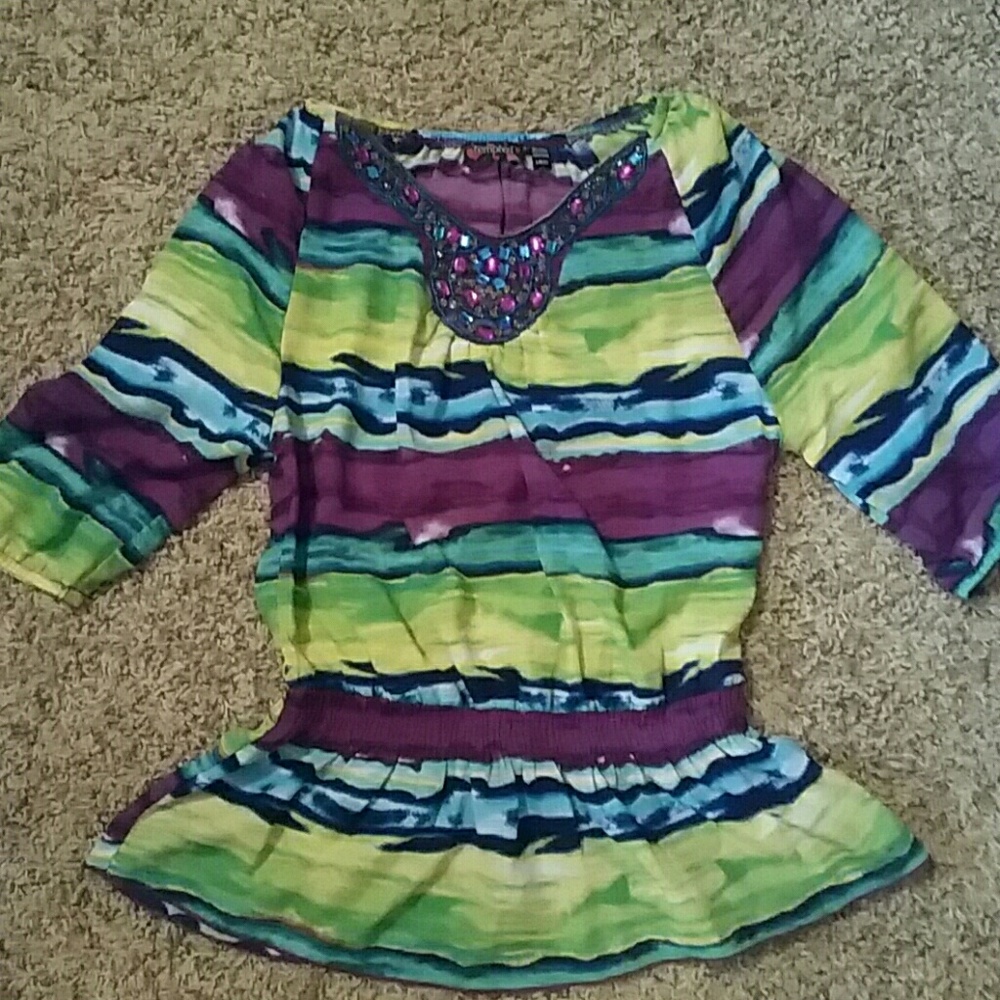 Girls Bright Multicolored Tunic Blouse