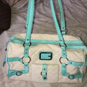 Guess beige and turquoise duffle bag