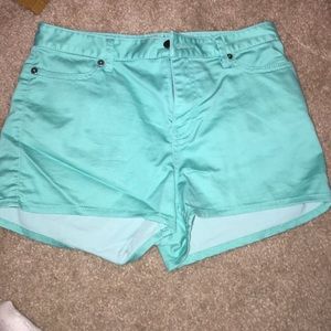 High waist turquoise shorts