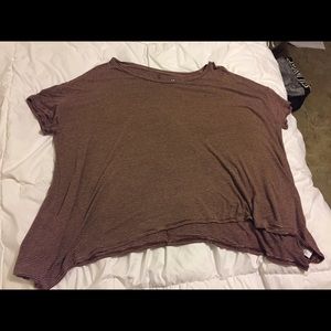 American Eagle maroon and white striped top
