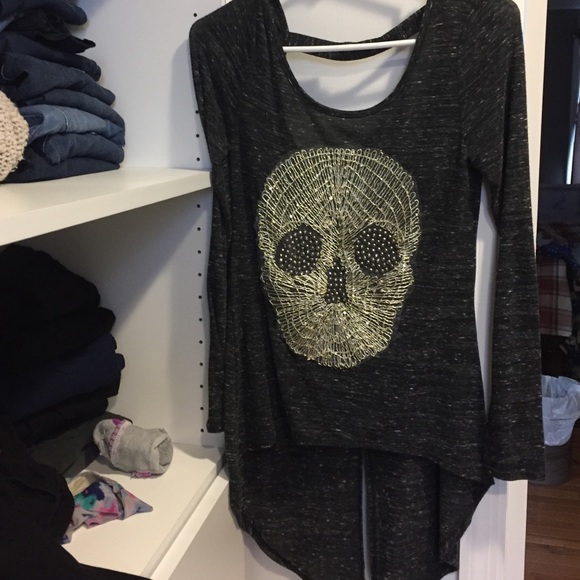Joyce Leslie Tops - Skull Cutout Tunic