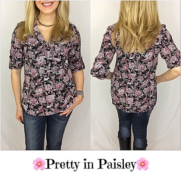 Perfect Pretty Paisley Tunic Blouse Top XS S - Picture 3 of 4