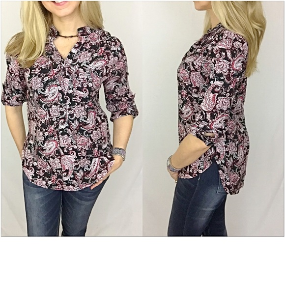 Perfect Pretty Paisley Tunic Blouse Top XS S - Picture 2 of 4