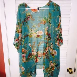 Apt. 9 Floral Print Kimono Open Front Top OSFA