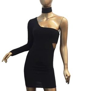 Black choker bodycon mini dress