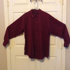 Men's burgundy long sleeve dress shirt